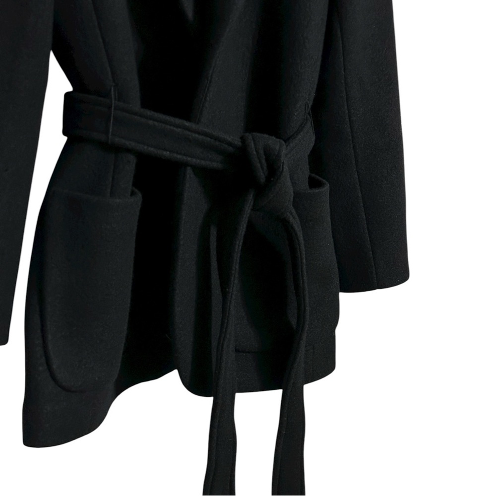 J Crew Wrap Belt Blazer Jacket Coat in Black Italian Blanket Wool with Pockets - Picture 10 of 14
